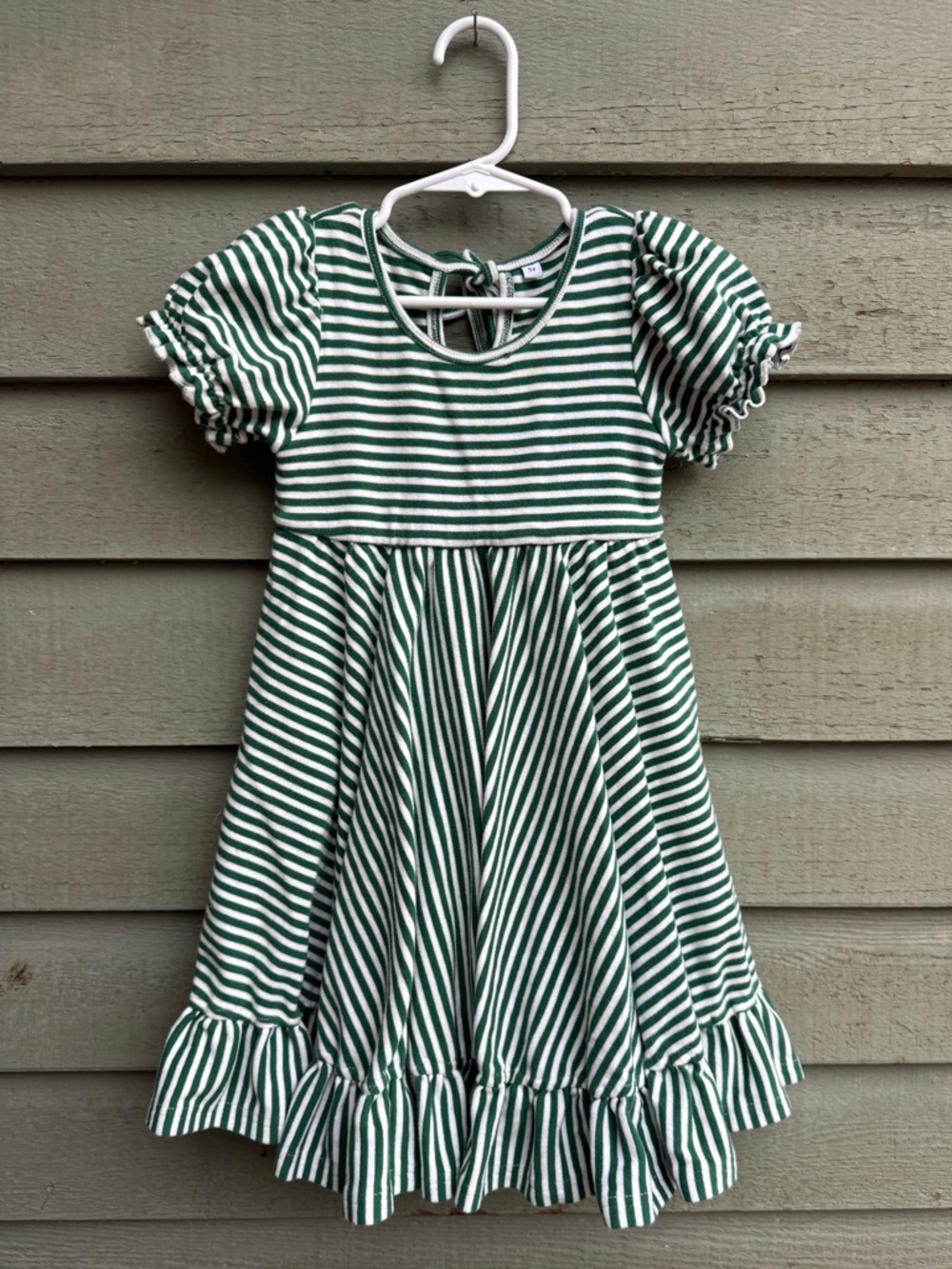 J&J green & white striped twirl dress